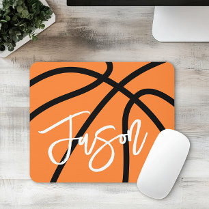 Mousepad Nome personalizado laranja preto de basquetebol