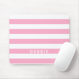 Mousepad Nome personalizado listras horizontais cor-de-rosa