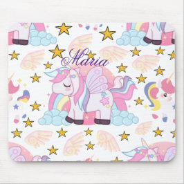 Mousepad Nome Personalizado Mágico do Starry Unicorn Colori