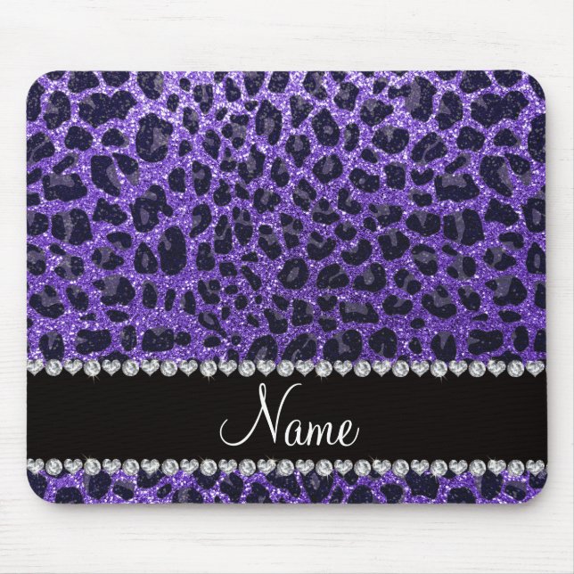 Mousepad Nome personalizado manchas-leopardo roxas (Frente)