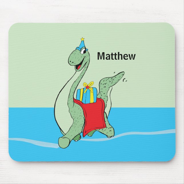 Mousepad Nome Personalizado, Menino, Dinossauro de Aniversá (Frente)