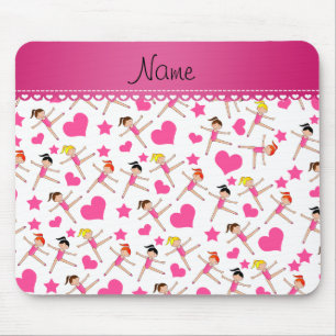 Mousepad Nome personalizado moça branca ginasta corações es