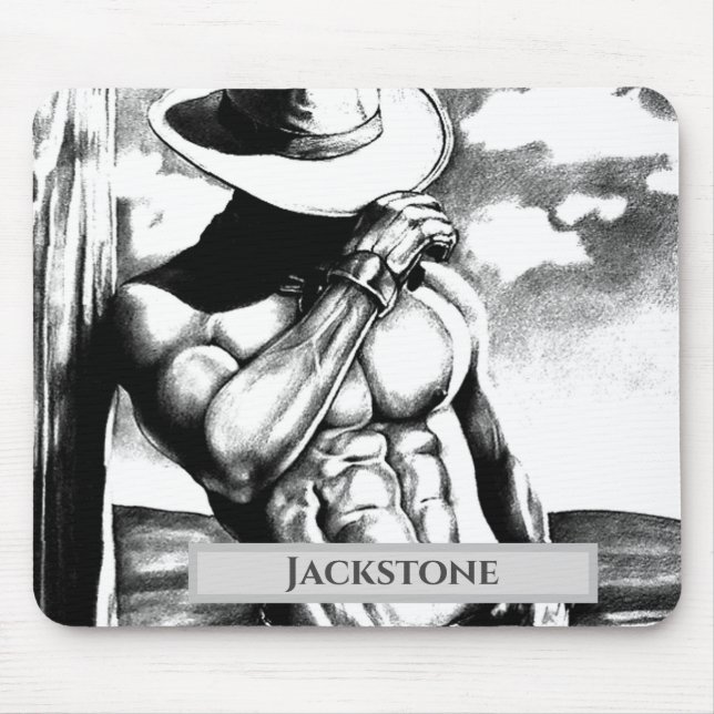 Mousepad Nome Personalizado Moderno Arte Legal do West Cowb (Frente)