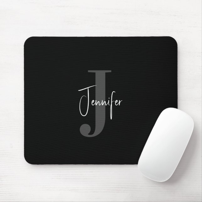 Mousepad Nome personalizado moderno simples e monograma ini (Com mouse)