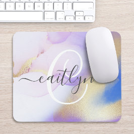 Mousepad Nome Personalizado Monograma Cor de Água Púrpura L