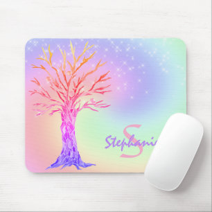 Mousepad Nome Personalizado Monograma Mouse Arco-Íris