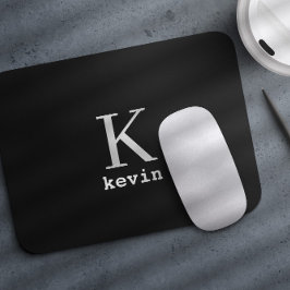 Mousepad Nome personalizado monograma preto moderno