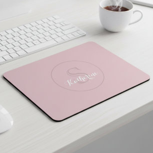Mousepad Nome Personalizado Monograma Rosa Empoeirado