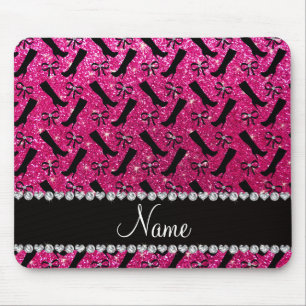 Mousepad Nome personalizado neon hot pink glitter inicializ