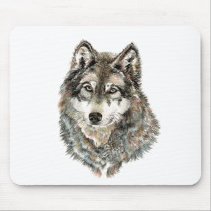 Mousepad Nome personalizado ou Wolf de texto aquarela anima