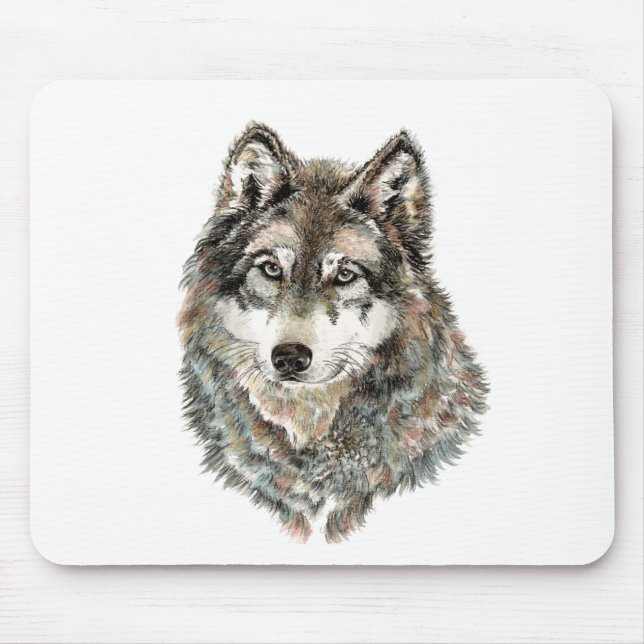Mousepad Nome personalizado ou Wolf de texto aquarela anima (Frente)