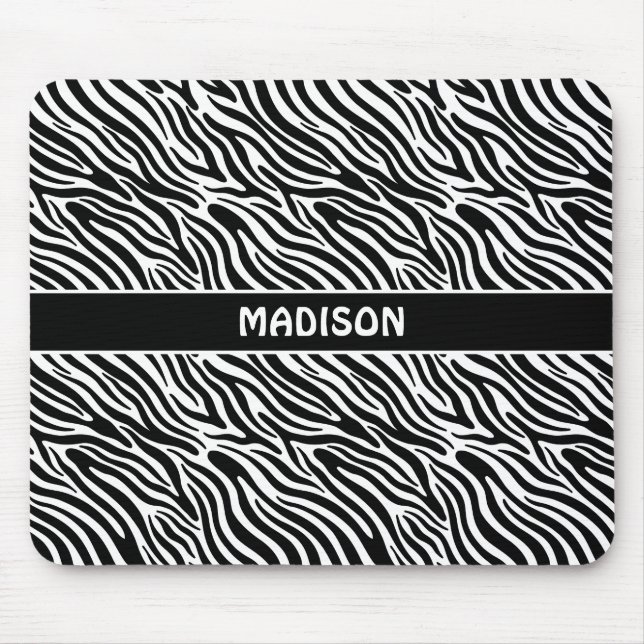 Mousepad Nome Personalizado Padrão Zebra (Frente)