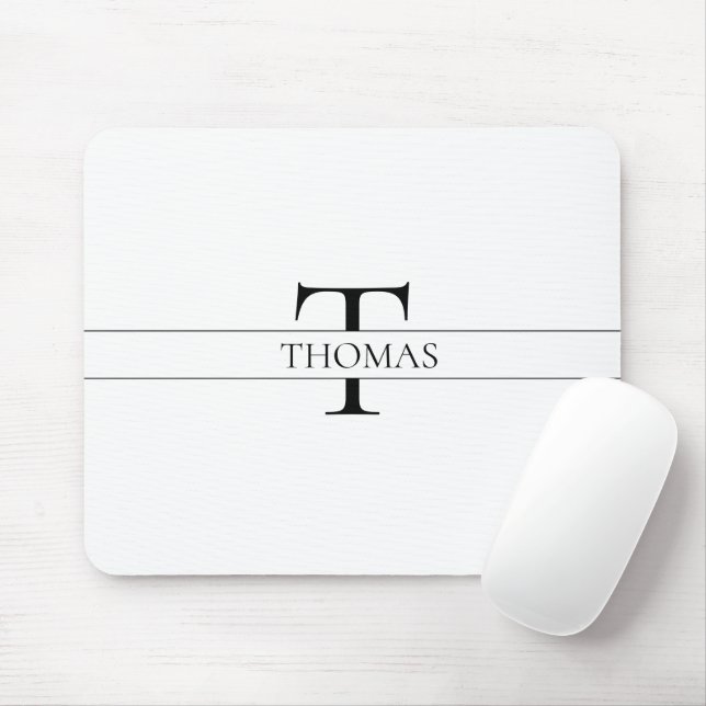 Mousepad Nome Personalizado Personalizado Elegante Monogram (Com mouse)