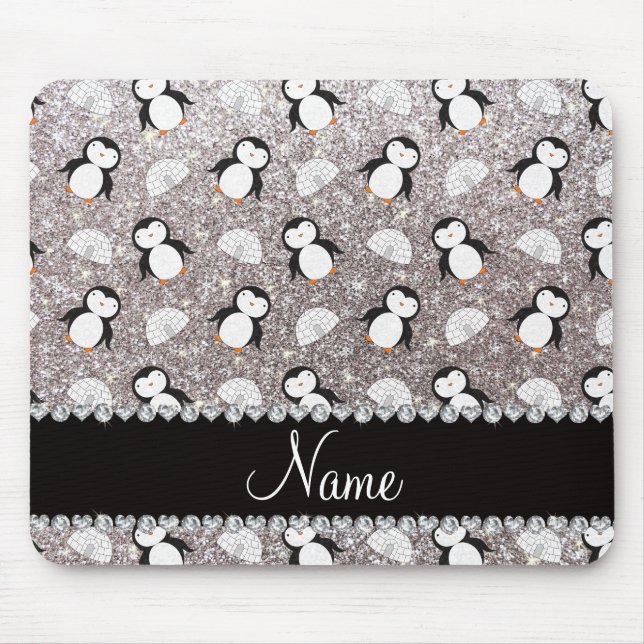 Mousepad Nome personalizado pinguins igloos de pinguins com (Frente)