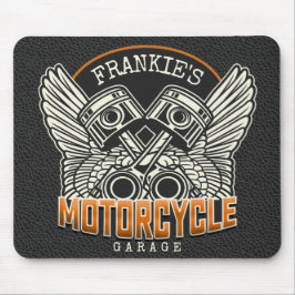 Mousepad Nome Personalizado Pistões Asas Motociclismo Garag