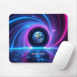 Mousepad Nome Personalizado Portal do Planeta Neon Retro do