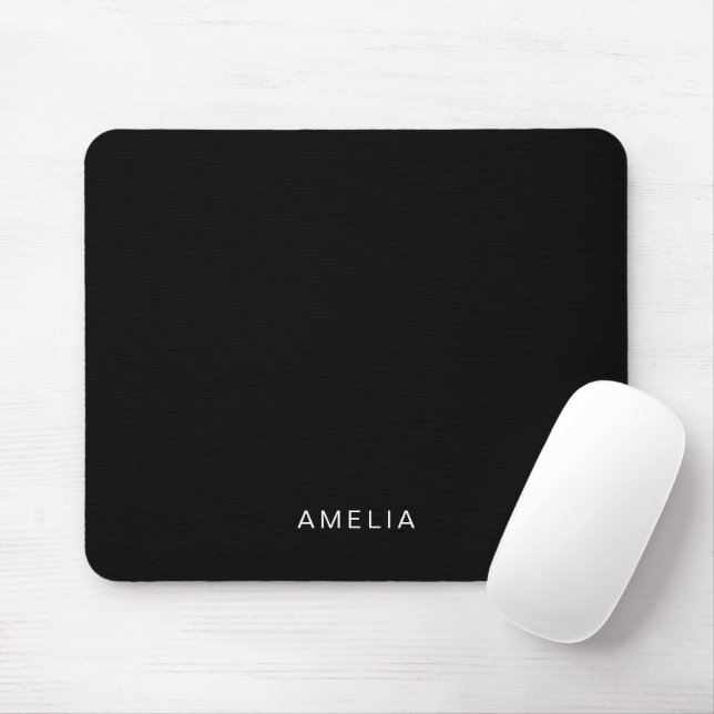 Mousepad Nome Personalizado Preto Simples (Com mouse)