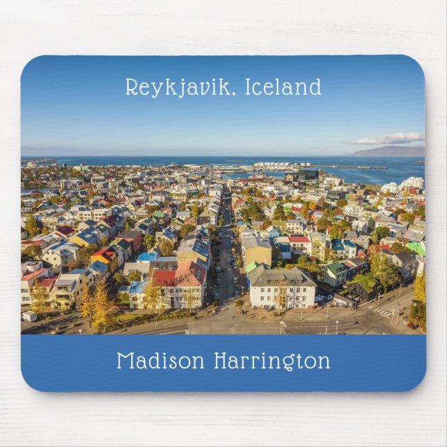 Mousepad Nome Personalizado Reykjavik Islândia (Frente)