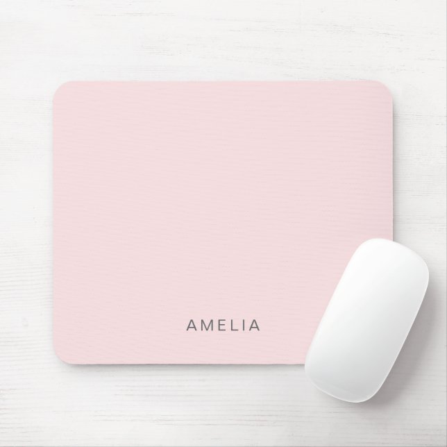 Mousepad Nome Personalizado Rosa Pastel (Com mouse)