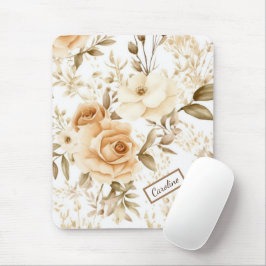 Mousepad Nome Personalizado Rustic Modern Boho Rosa Neutro