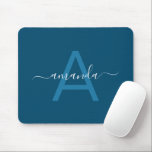 Mousepad Nome Personalizado Simples e Azul Monograma Person<br><div class="desc">Nome Personalizado Simples e Bloco de Mouse Personalizado Azul Monograma.</div>