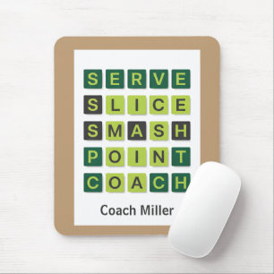 Mousepad Nome Personalizado Treinador de Tênis Estilo Wordl