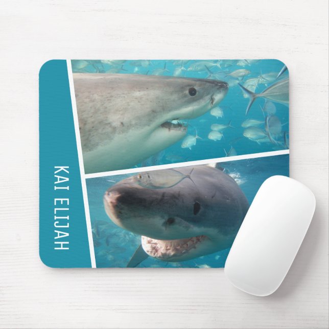 Mousepad Nome Personalizado Tubarões Oceano Austrália Colag (Com mouse)