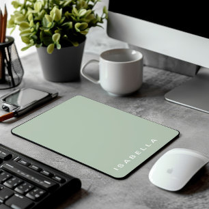 Mousepad Nome Personalizado Verde de Sage Mínimo Moderno