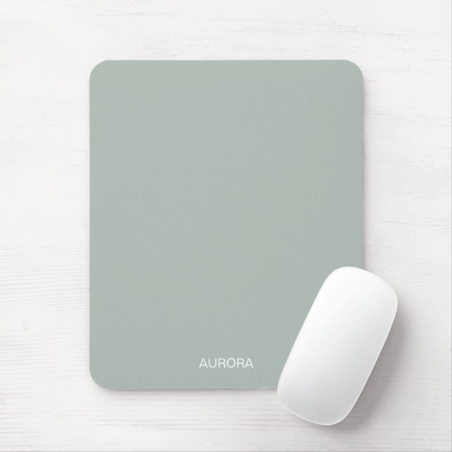 Mousepad Nome Personalizado Verde do Elegante Sage - (Com mouse)