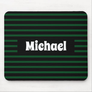 Mousepad Nome Personalizado Verde e Preto em Escuro Simples