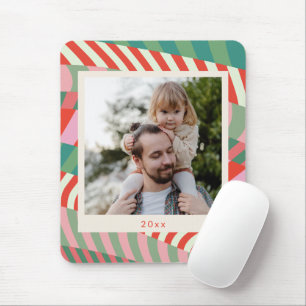 Mousepad Nome Personalizado Vermelho Verde Rosa Foto de Nat