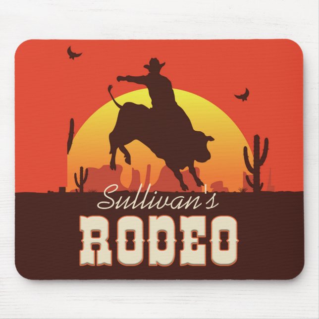 Mousepad NOME Personalizável Bull - Bull Rider Rodeo Ociden (Frente)