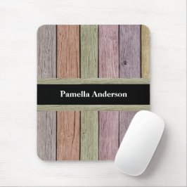 Mousepad Nome Personalizável Rustic Pastel Wood Plank