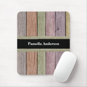 Mousepad Nome Personalizável Rustic Pastel Wood Plank