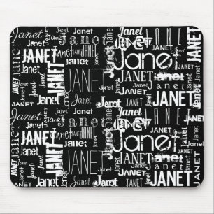Mousepad Nome Preto do mouse branco   Personalizar