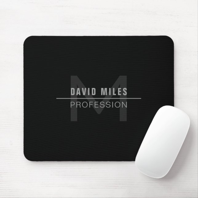 Mousepad Nome Profissional Moderno Cinza Escuro (Com mouse)