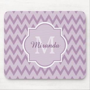 Mousepad Nome roxo na moda e monograma do ziguezague de