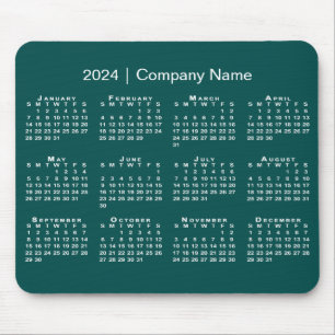 Mousepad Nome Simples da Empresa do Calendário 2024 em Azul