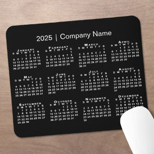 Mousepad Nome Simples da Empresa do Calendário 2025 em Pret