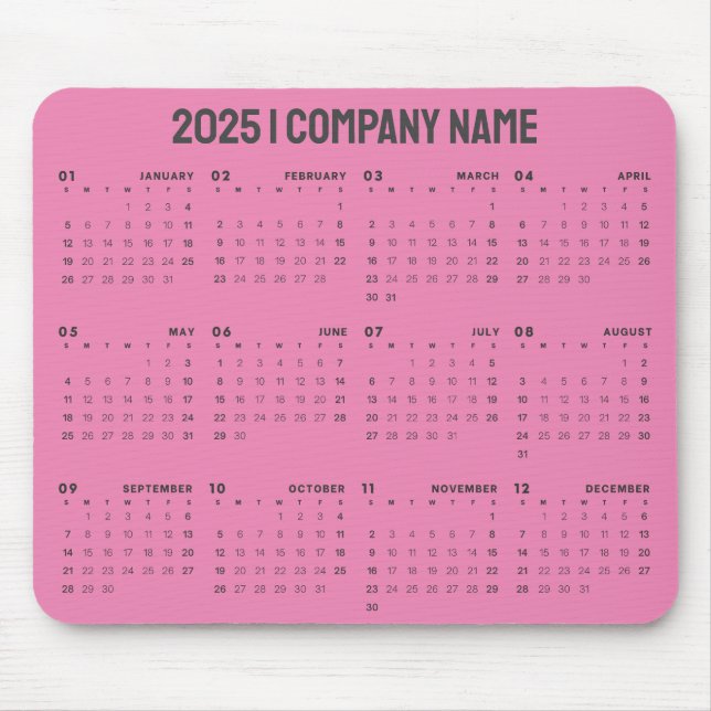 Mousepad Nome Simples da Empresa do Calendário 2025 | Qualq (Frente)