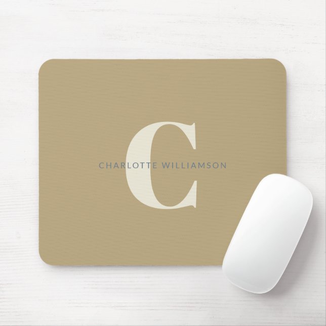 Mousepad Nome Simples do Monograma de Na moda em Dusty Dour (Com mouse)