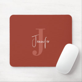 Mousepad Nome simples moderno e Monograma inicial Terracott