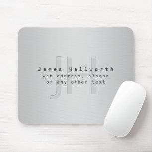 Mousepad Nome & Slogan Editáveis Modernos Gradiente Cinza