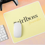 Mousepad Nome Yellow Personalizado #GirlBoss<br><div class="desc">Adicione um pop de sol ao seu espaço de trabalho com este alegre e amarelo #passeio! Apresentando uma tipografia negra ousada e um nome personalizável em uma escrita quente de ouro, esse design fortalecedor é perfeito para mulheres empresárias, rainhas de escritório, estudantes ou qualquer mulher motivada. Ideal como acessório motivacional...</div>