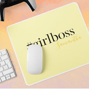 Mousepad Nome Yellow Personalizado #GirlBoss