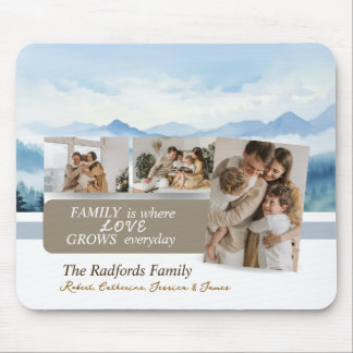 Mousepad Nomes de Família Personalizados Colagem de Fotos d