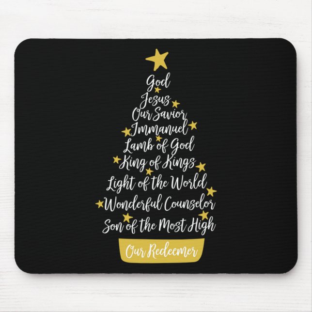 Mousepad Nomes de Jesus Christian Faith Árvore de Natal Chr (Frente)
