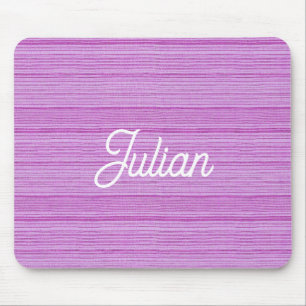 Mousepad Nomes personalizados, faixas cor-de-rosa e brancas