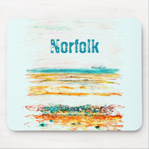 Mousepad Norfolk, Reino Unido, Praia e Barco no Pencil de R