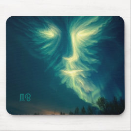 Mousepad Northern Lights Spirit Face Cosmic Sky Art